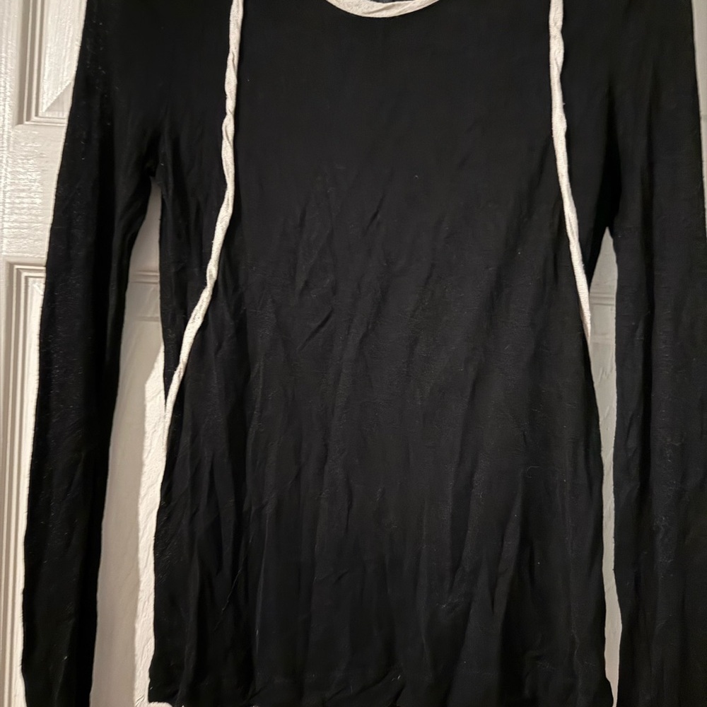 Rag & Bone black long sleve  Top with White Accents size XS